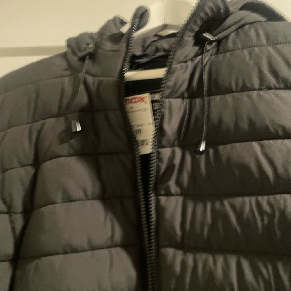 Gray Hooded Puffer Jacket
